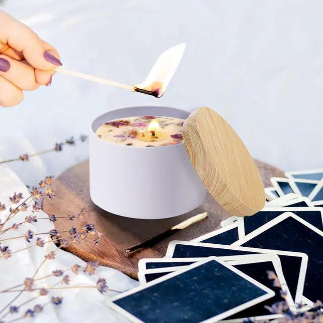 Alt view image 6 of 7 - 4oz White Candle Tins,24 PCS Candle Jars with Lids for Candle Making | Candle Tins With Wood Grain Lids;Seamless Construction with Matte Finish;Heat and Corrosion Resistant;Jars for Making Candles