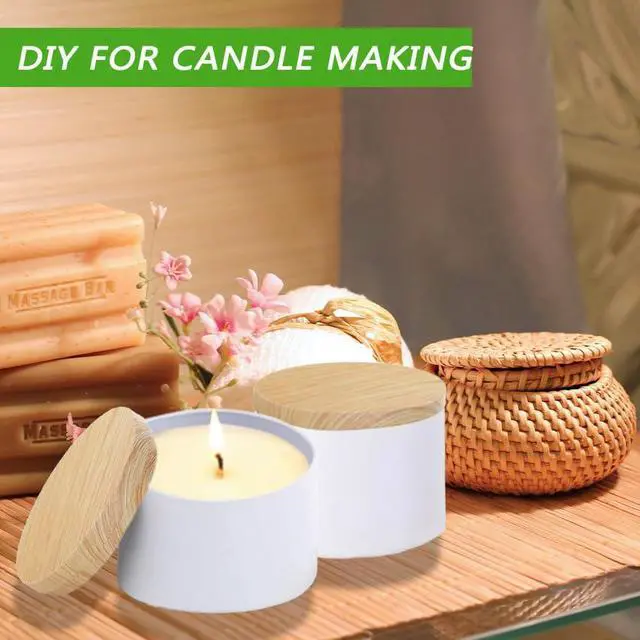 Alt view image 5 of 7 - 4oz White Candle Tins,24 PCS Candle Jars with Lids for Candle Making | Candle Tins With Wood Grain Lids;Seamless Construction with Matte Finish;Heat and Corrosion Resistant;Jars for Making Candles