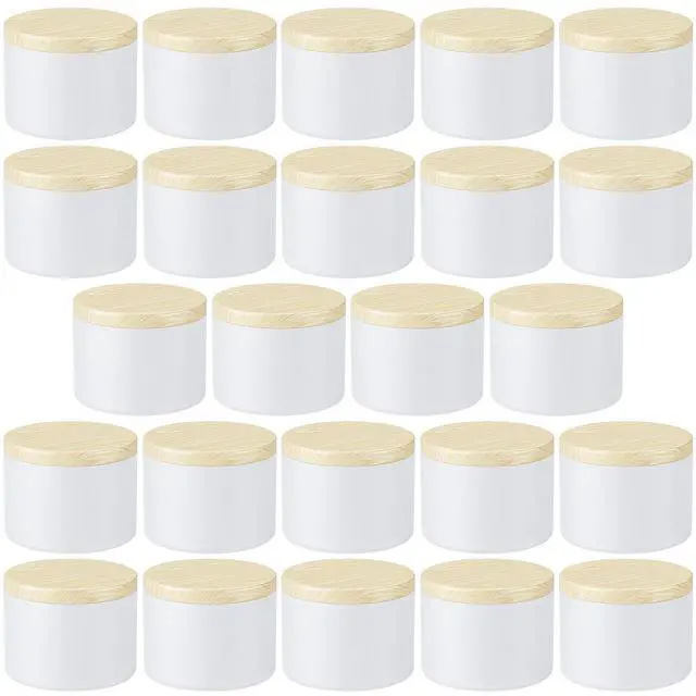 Main image of Empty Candles Tins 4 oz Candle Jars 24 pcs Candle Containers for Candle Making with Lid (White-Woodgrain, 4oz)
