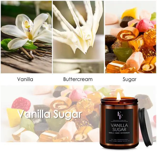 Alt view image 2 of 6 - Vanilla Sugar Scented Candle for Home, Soy Wax, 7 oz | Aromatherapy Candle; Warm fragrance; 50-Hour Burn; For bedrooms, living rooms, birthdays and everyday use; Gift for Women Men