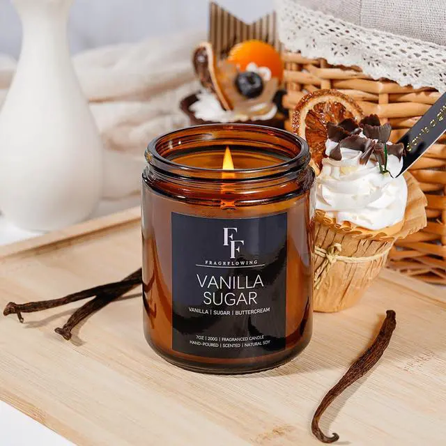 Alt view image 4 of 6 - Vanilla Sugar Scented Candle for Home, Soy Wax, 7 oz | Aromatherapy Candle; Warm fragrance; 50-Hour Burn; For bedrooms, living rooms, birthdays and everyday use; Gift for Women Men
