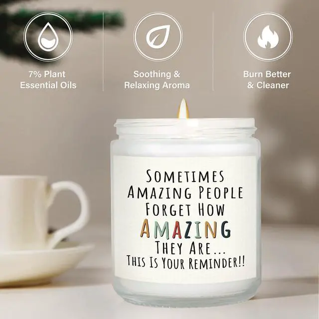 Alt view image 3 of 7 - Gifts for Women, Birthday Gifts for Women- You're Amazing Candle | Christmas/Thank You/Inspirational Gift for Woman Her Friend Teacher Mom Girlfriend Sister Bestie, Stocking Stuffers, Lavender