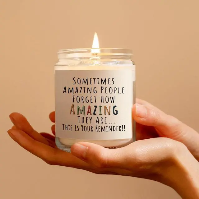 Alt view image 7 of 7 - Gifts for Women, Birthday Gifts for Women- You're Amazing Candle | Christmas/Thank You/Inspirational Gift for Woman Her Friend Teacher Mom Girlfriend Sister Bestie, Stocking Stuffers, Lavender