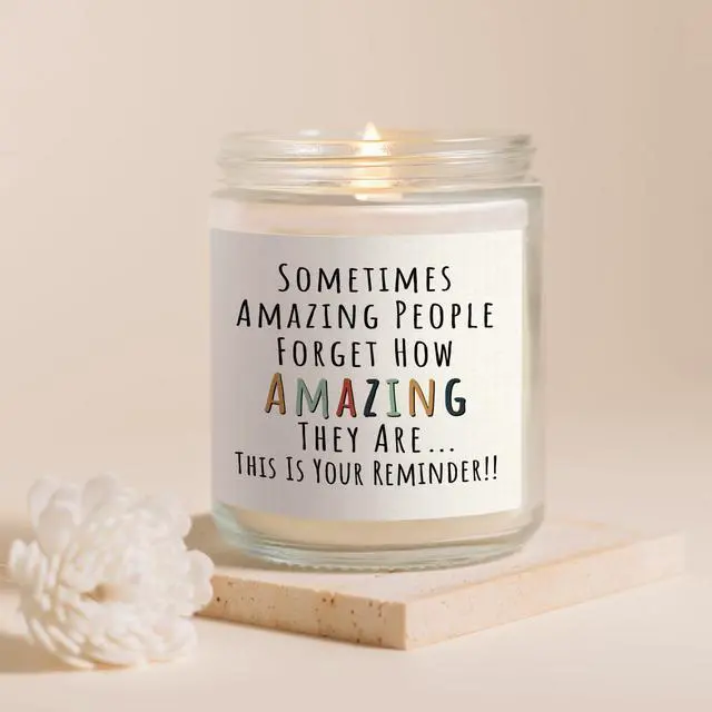 Alt view image 5 of 7 - Gifts for Women, Birthday Gifts for Women- You're Amazing Candle | Christmas/Thank You/Inspirational Gift for Woman Her Friend Teacher Mom Girlfriend Sister Bestie, Stocking Stuffers, Lavender