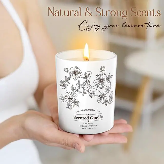 Alt view image 4 of 7 - Deluxe Scented Candle for Women & Men, Vanilla Coconut, 8 Oz | Soy Wax Jar Candle, Up To 60 Hours Of Burn Time& A Reusable Ceramic-Style Jar For Home Decor Or Gifting