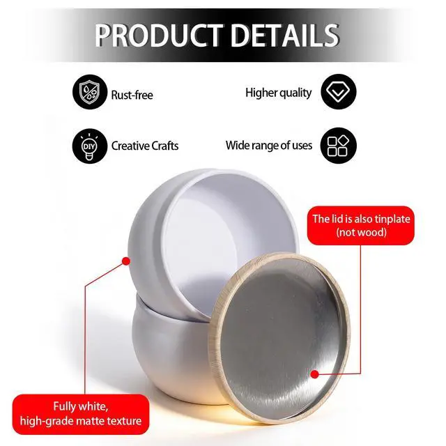 Alt view image 7 of 7 - Candle Tins, 2.5 oz Empty Candle Jars with Wood-grain Lids, 16 Packs Candle Jars for Making Candles, Candle Containers Metal Tins with Lids Small Candles Jars for Gifts,Arts & Crafts