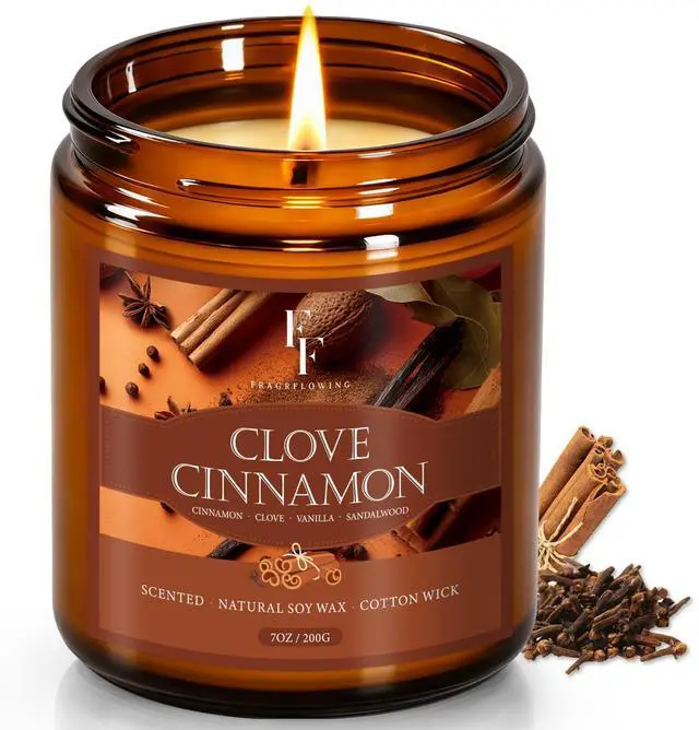 Main image of Fall Candle, Clove Cinnamon Scented Candles for Home, Natural Soy Autumn Candle Aromatherapy Candle, 7 oz Jar Candles Fall Gifts for Women Men