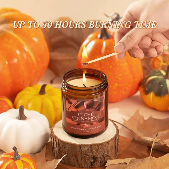 Alt view image 4 of 6 - Fall Candle, Clove Cinnamon Scented Candles for Home, Natural Soy Autumn Candle Aromatherapy Candle, 7 oz Jar Candles Fall Gifts for Women Men