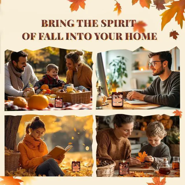 Alt view image 6 of 6 - Fall Candle, Clove Cinnamon Scented Candles for Home, Natural Soy Autumn Candle Aromatherapy Candle, 7 oz Jar Candles Fall Gifts for Women Men