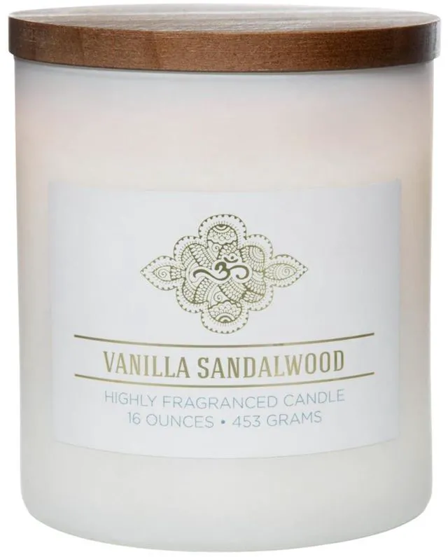 Main image of Vanilla Sandalwood Scented Candle, 16 oz Wellness Relaxing Aromatherapy Candle, 2 Wick White Jar Soy Blend Wax, Candles for Home, 60H Burn - Made in The USA