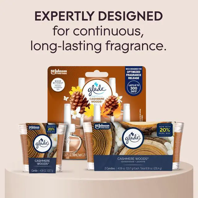 Alt view image 7 of 7 - 1-Wick Scented Candle Jar, Cashmere Woods, Air Freshener Infused with Essential Oils, 4.08 Oz, 2 Count