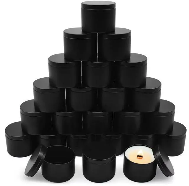 Main image of 24-Pack 4oz Candle Tins with Lids, Metal Candle Jars for Candle Making, Empty Containers Vessels Bulk for Small Business & Beginners DIY Storage -Black