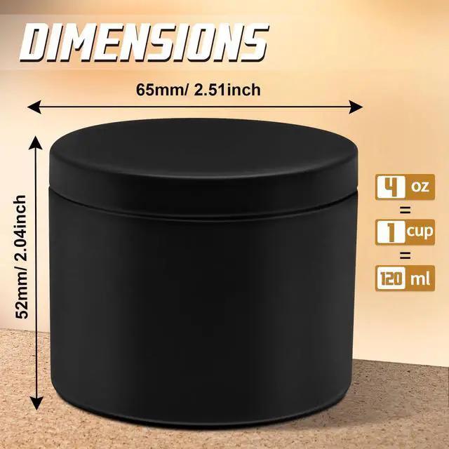 Alt view image 2 of 7 - 24-Pack 4oz Candle Tins with Lids, Metal Candle Jars for Candle Making, Empty Containers Vessels Bulk for Small Business & Beginners DIY Storage -Black