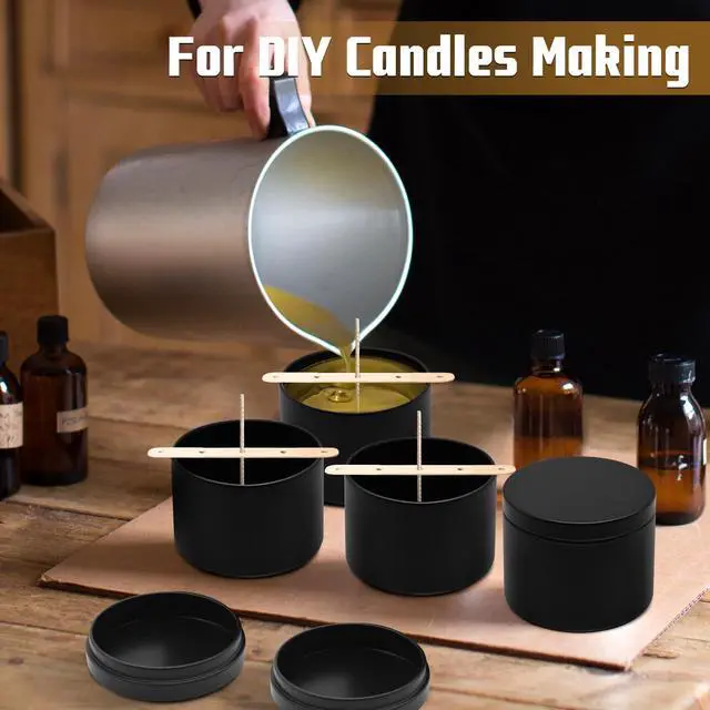 Alt view image 4 of 7 - 24-Pack 4oz Candle Tins with Lids, Metal Candle Jars for Candle Making, Empty Containers Vessels Bulk for Small Business & Beginners DIY Storage -Black