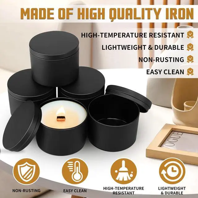 Alt view image 3 of 7 - 24-Pack 4oz Candle Tins with Lids, Metal Candle Jars for Candle Making, Empty Containers Vessels Bulk for Small Business & Beginners DIY Storage -Black
