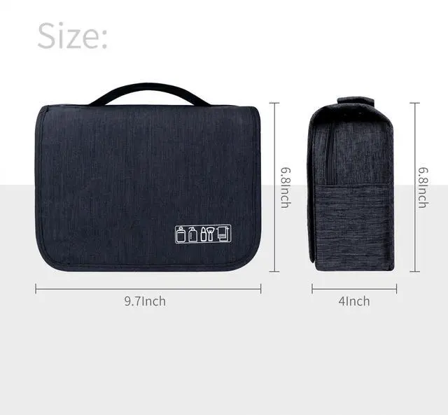 Alt view image 3 of 6 - Large Capacity Toiletry Bag Travel Bag with Hanging Hook for Men and Women Waterproof Travel Cosmetic Bag Bathroom Storage Bag for Brushes Set,Full-Sized Shampoo,Toiletries,Accessories-Black
