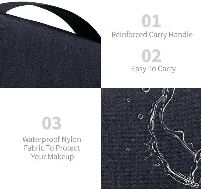 Alt view image 5 of 6 - Large Capacity Toiletry Bag Travel Bag with Hanging Hook for Men and Women Waterproof Travel Cosmetic Bag Bathroom Storage Bag for Brushes Set,Full-Sized Shampoo,Toiletries,Accessories-Black