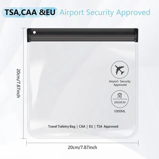 Alt view image 2 of 6 - 4Pcs Clear TSA Approved Security Toiletry Bag Quart Size for EU UK & US Carry-on Regulations Waterproof & Leakproof Travel Bags for Liquids