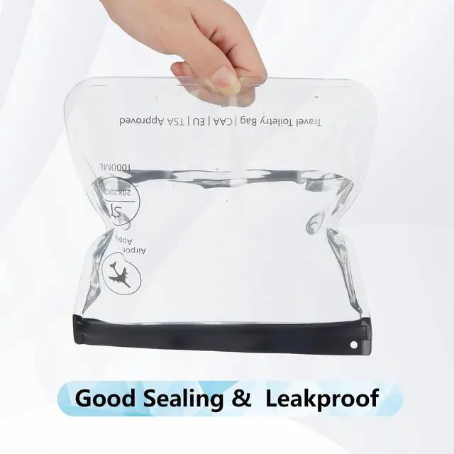 Alt view image 3 of 6 - 4Pcs Clear TSA Approved Security Toiletry Bag Quart Size for EU UK & US Carry-on Regulations Waterproof & Leakproof Travel Bags for Liquids