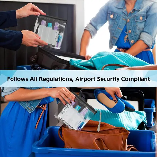 Alt view image 5 of 6 - 4Pcs Clear TSA Approved Security Toiletry Bag Quart Size for EU UK & US Carry-on Regulations Waterproof & Leakproof Travel Bags for Liquids