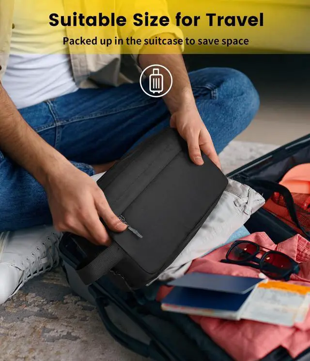 Alt view image 7 of 7 - Water Resistant Travel Toiletry Bag for Men Women - Medium & Black | Travel Bag for Toiletries, Large Capacity, Organized Compartment, Travel Essentials, Suitable for Shaving, Makeup, Cosmetics