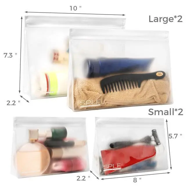 Alt view image 2 of 7 - 4 Pack Leakproof Clear Toiletry bags, TSA Approved Quart Zipper Bags | BPA Free Travel Makeup Cosmetic Bags for Women Men, Carry on Airport Airline Compliant Bags