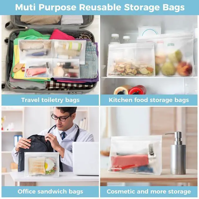 Alt view image 7 of 7 - 4 Pack Leakproof Clear Toiletry bags, TSA Approved Quart Zipper Bags | BPA Free Travel Makeup Cosmetic Bags for Women Men, Carry on Airport Airline Compliant Bags