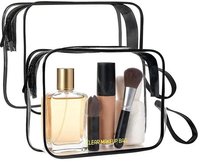 Main image of Clear Makeup Bag,2 Pack TSA Approved Toiletry Bag for Women & Men | Portable Handheld Design, Waterproof, Airport Airline Compliant, Clear Toiletry Cosmetic Bag