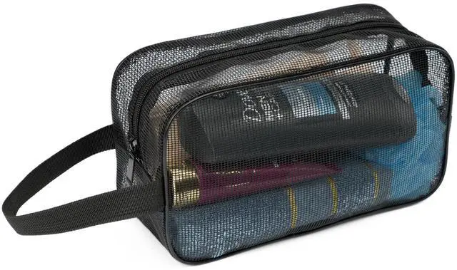 Main image of Mesh Shower Caddy Bag for Bathroom Gym Camping Portable Travel Mesh Toiletry Bag for Women Men (Black)