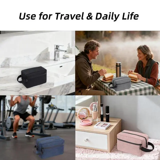 Alt view image 6 of 6 - Travel Toiletry Bag for Women & Men, Small Makeup Bag | Water-Resistant Cosmetic Bag, Cosmetic Pouch, Traveling Dopp Kit, Travel Essentials Accessories, Black