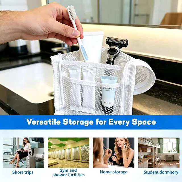 Alt view image 6 of 7 - Standing Makeup Bag, Waterproof Foldable Travel Toiletry Bag, 2 Pack | leakproof and hanging design, ideal for storing cosmetics and toiletries for bathroom, gym, business trip and family travel
