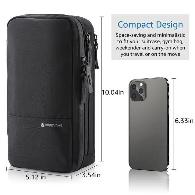 Alt view image 4 of 7 - Compact Mens Toiletry Travel Bag Hanging, Mens Dopp Kit for Travel Waterproof, Wash Pouch Black | Minimalist compact design with multiple pockets, saves space in luggage and bathrooms
