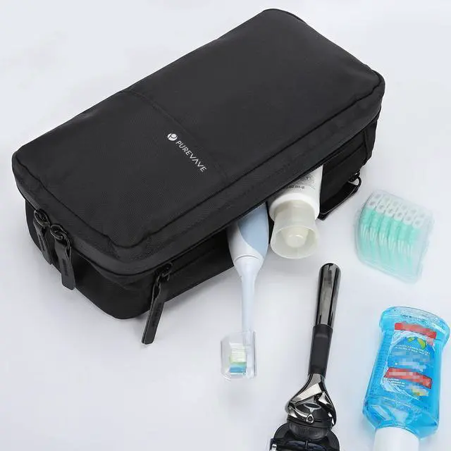 Alt view image 7 of 7 - Compact Mens Toiletry Travel Bag Hanging, Mens Dopp Kit for Travel Waterproof, Wash Pouch Black | Minimalist compact design with multiple pockets, saves space in luggage and bathrooms