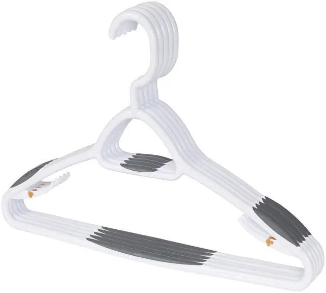 Main image of Set of 5 Deluxe Non Slip Hangers by Neatfreak! - Space Saving Hangers for Clothes, Pants, Jackets and Shirt 5 Pack,White/Grey
