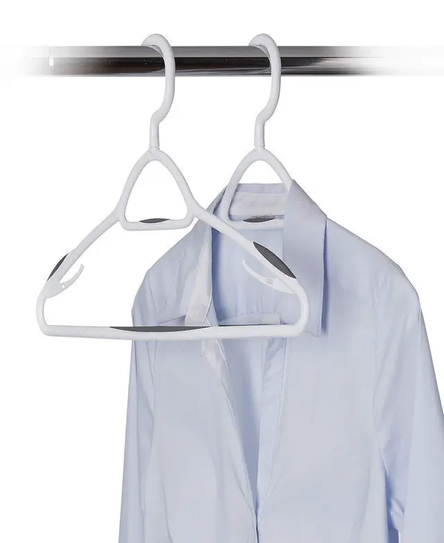 Alt view image 2 of 7 - Set of 5 Deluxe Non Slip Hangers by Neatfreak! - Space Saving Hangers for Clothes, Pants, Jackets and Shirt 5 Pack,White/Grey