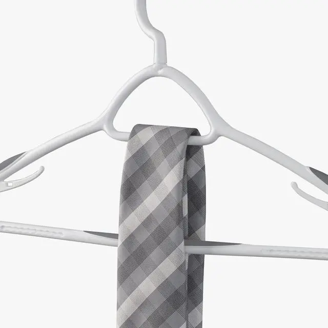 Alt view image 5 of 7 - Set of 5 Deluxe Non Slip Hangers by Neatfreak! - Space Saving Hangers for Clothes, Pants, Jackets and Shirt 5 Pack,White/Grey