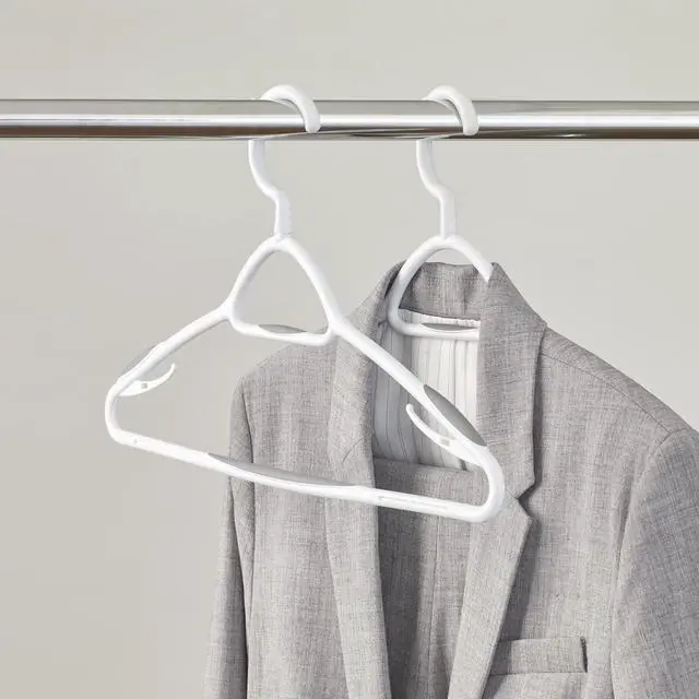 Alt view image 7 of 7 - Set of 5 Deluxe Non Slip Hangers by Neatfreak! - Space Saving Hangers for Clothes, Pants, Jackets and Shirt 5 Pack,White/Grey