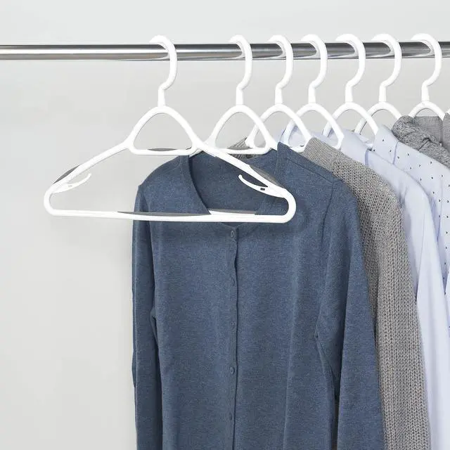 Alt view image 6 of 7 - Set of 5 Deluxe Non Slip Hangers by Neatfreak! - Space Saving Hangers for Clothes, Pants, Jackets and Shirt 5 Pack,White/Grey