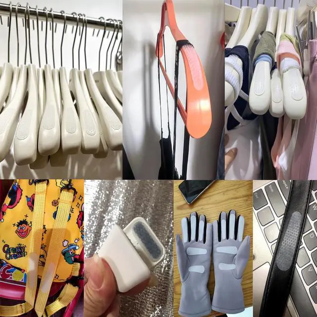 Alt view image 6 of 6 - 26 Pack Wooden Hangers Grips Non-Slip Wood Coat Hanger Hanger Grip Adhesive Rubber Pad Strips Gripper for Wooden Clothes Hangers Wood Suit Hangers