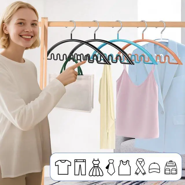 Alt view image 6 of 6 - Clothes Hanger 12 Pack, Sweater Hangers No Shoulder Bump, 16.5 Inch Wide Heavy Duty Metal Coat Hangers for Closet Non Slip PVC Coating Space Saving Hangers for Suits Dresses Jackets Bra Shirt Black