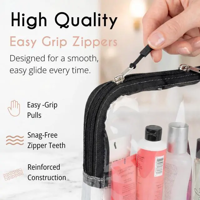 Alt view image 4 of 7 - TSA Approved Toiletry Clear Quart Size Bag, 2 Pack | 3-1-1 Liquids for Carry On Travel, Toiletries Organizer, Cosmetic Pouch with Zipper, Travel Accessories