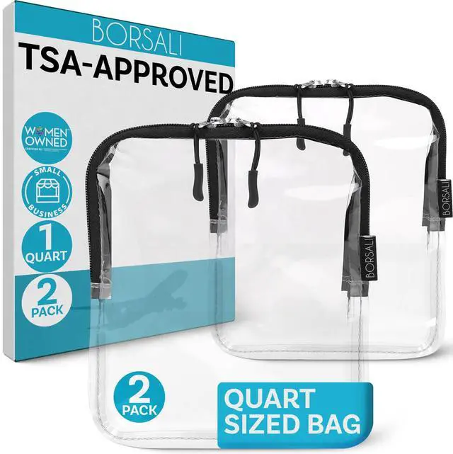 Main image of TSA Approved Toiletry Clear Quart Size Bag, 2 Pack | 3-1-1 Liquids for Carry On Travel, Toiletries Organizer, Cosmetic Pouch with Zipper, Travel Accessories