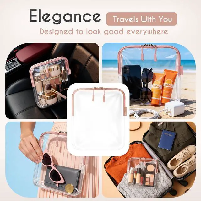 Alt view image 7 of 7 - TSA Approved Toiletry Clear Quart Size Bag, 2 Pack | 3-1-1 Liquids for Carry On Travel, Toiletries Organizer, Cosmetic Pouch with Zipper, Travel Accessories