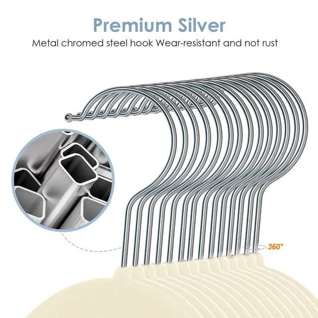 Alt view image 4 of 7 - Velvet Hangers Space Saving Non Slip Pant Velvet Hangers Multi Layer Hanger | 4 Pack Beige Clothes Hangers Closet Organizer for Pants Trousers Scarf