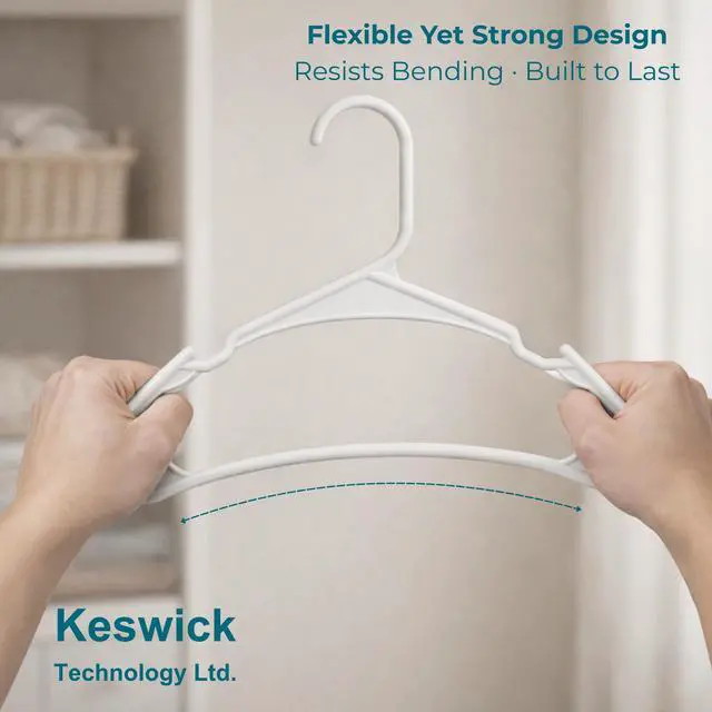Alt view image 5 of 7 - 20 Pack White Plastic Hangers, Space Saving Closet Hangers with Non-Slip Notches, Durable Slim Hangers for Shirts, Dresses, Jackets, Pants
