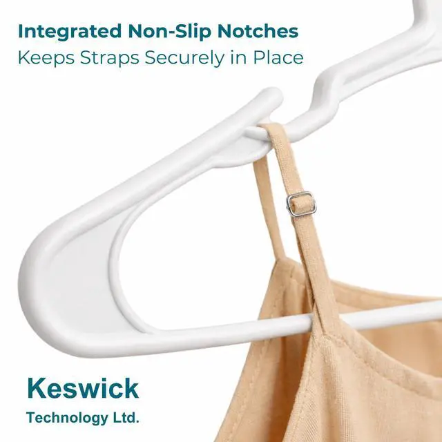 Alt view image 7 of 7 - 20 Pack White Plastic Hangers, Space Saving Closet Hangers with Non-Slip Notches, Durable Slim Hangers for Shirts, Dresses, Jackets, Pants