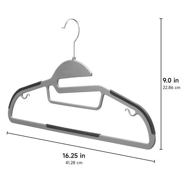 Alt view image 2 of 3 - Plastic Non Slip Coat Hangers 5 Pack - Space Saving 360 Rotating Hook Hangers Heavy Duty (Gray & Black)
