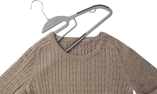 Alt view image 3 of 3 - Plastic Non Slip Coat Hangers 5 Pack - Space Saving 360 Rotating Hook Hangers Heavy Duty (Gray & Black)