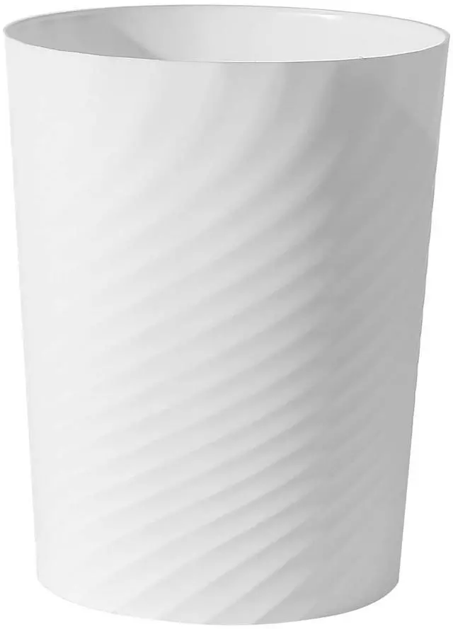 Main image of Plastic Small Bathroom Trash Can Wastebasket Garbage Can, White | Sturdy-Easy to Clean, Bathroom, Laundry Room, Kitchen, Office, Kids Room, Dorm, Bedroom, 1.8 Gallon