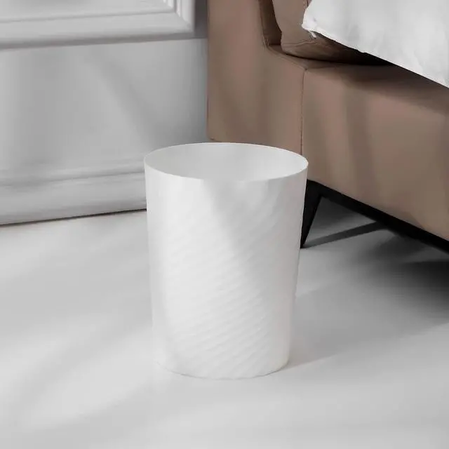 Alt view image 2 of 7 - Plastic Small Bathroom Trash Can Wastebasket Garbage Can, White | Sturdy-Easy to Clean, Bathroom, Laundry Room, Kitchen, Office, Kids Room, Dorm, Bedroom, 1.8 Gallon